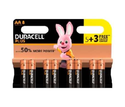 Picture of DURACELL PLUS POWER AA LR6 MN1500 5+3'S